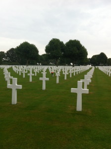 White marble crosses at the Netherlands American Cemetery.