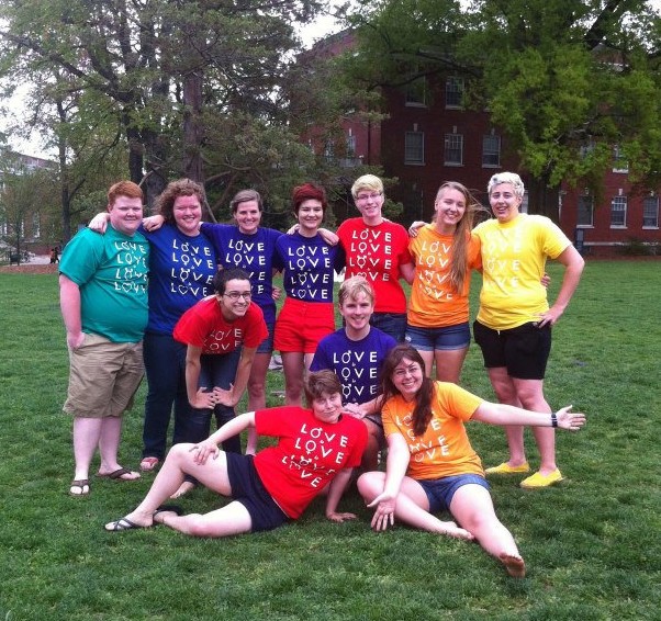 Gay t-shirts of the kind the Kentucky business refused to print, modeled by some cool people from University of Mary Washington.